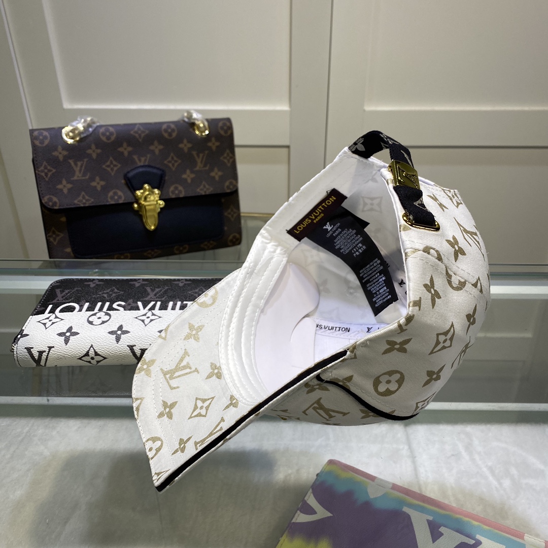Louis Vuitton Embroidered Logo Baseball Cap White LV Cap - Soul Replicas