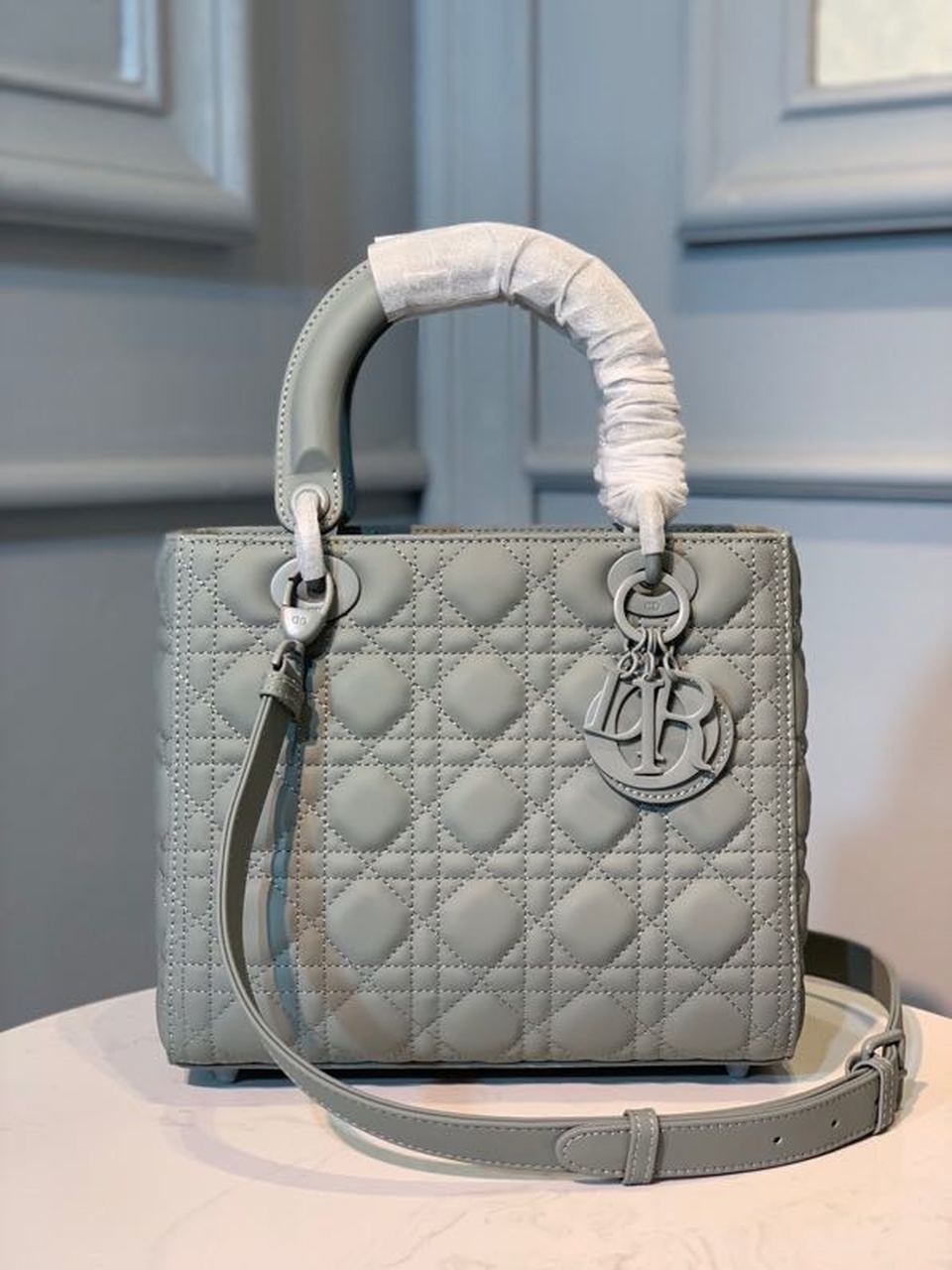 Christian Dior Medium Ultramatte Lady Dior Bag Grey For Women 9.5in/24cm CD M0565ILOI_M41G - Soul Replicas