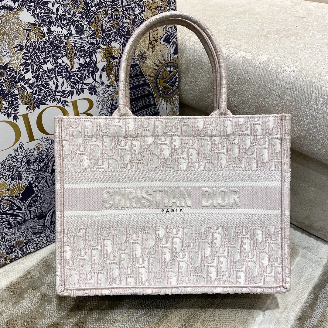 Christian Dior Medium Dior Book Tote Rose Des Vents Dior Oblique Embroidery. Light Pink. For Women Women's Handbags. 36cm CD M1296ZRIW_M912 - Soul Replicas