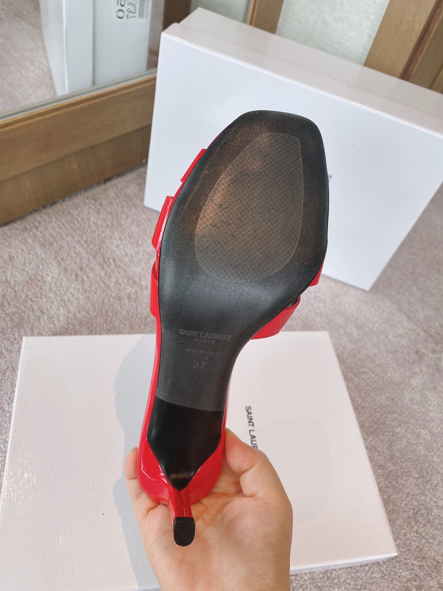 Yves Saint Laurent Women's Tribute Heeled Mules Red For Women YSL - Soul Replicas