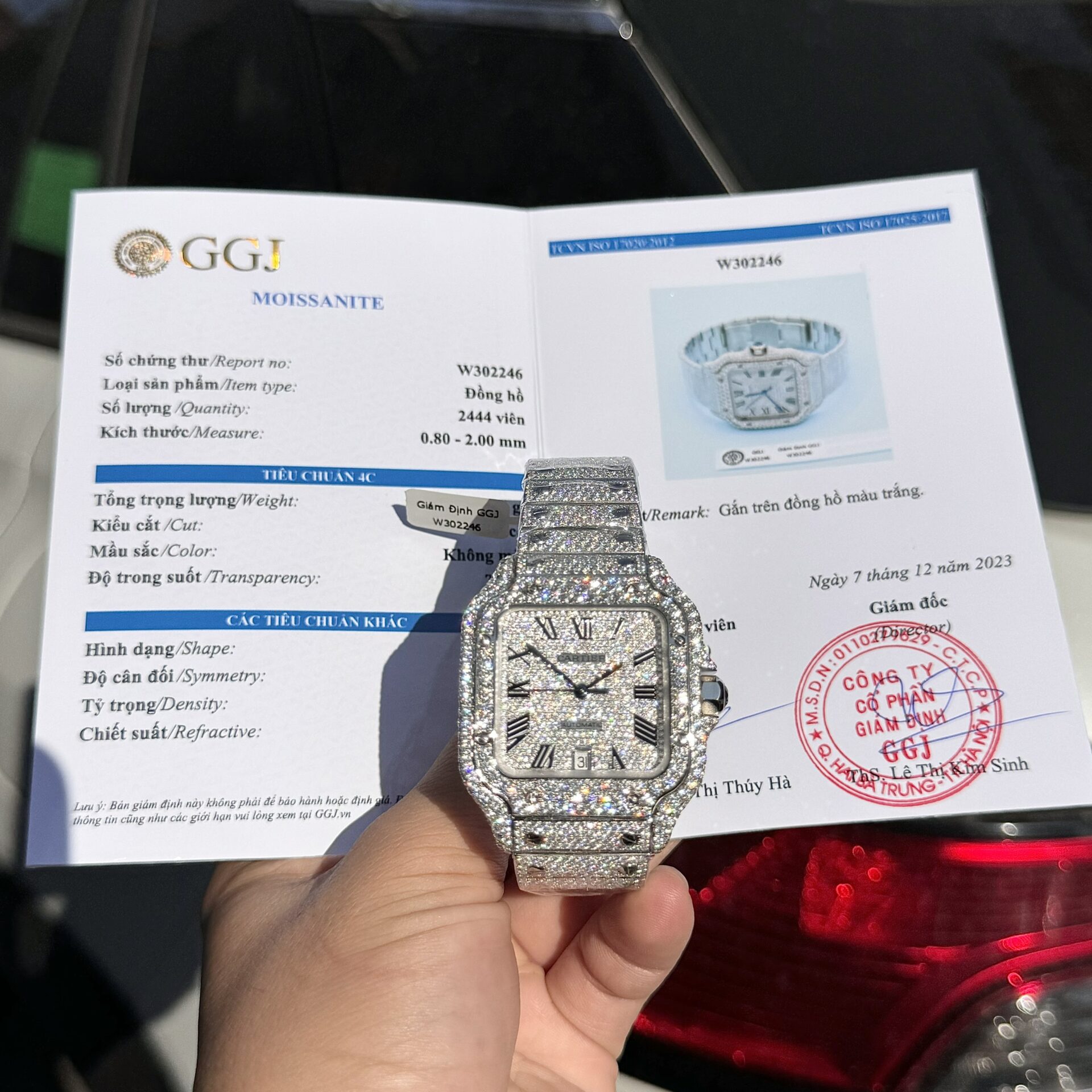 Cartier Santos Replica Watch Full Diamond Moissanite Hong Kong 39.8mm - Soul Replicas