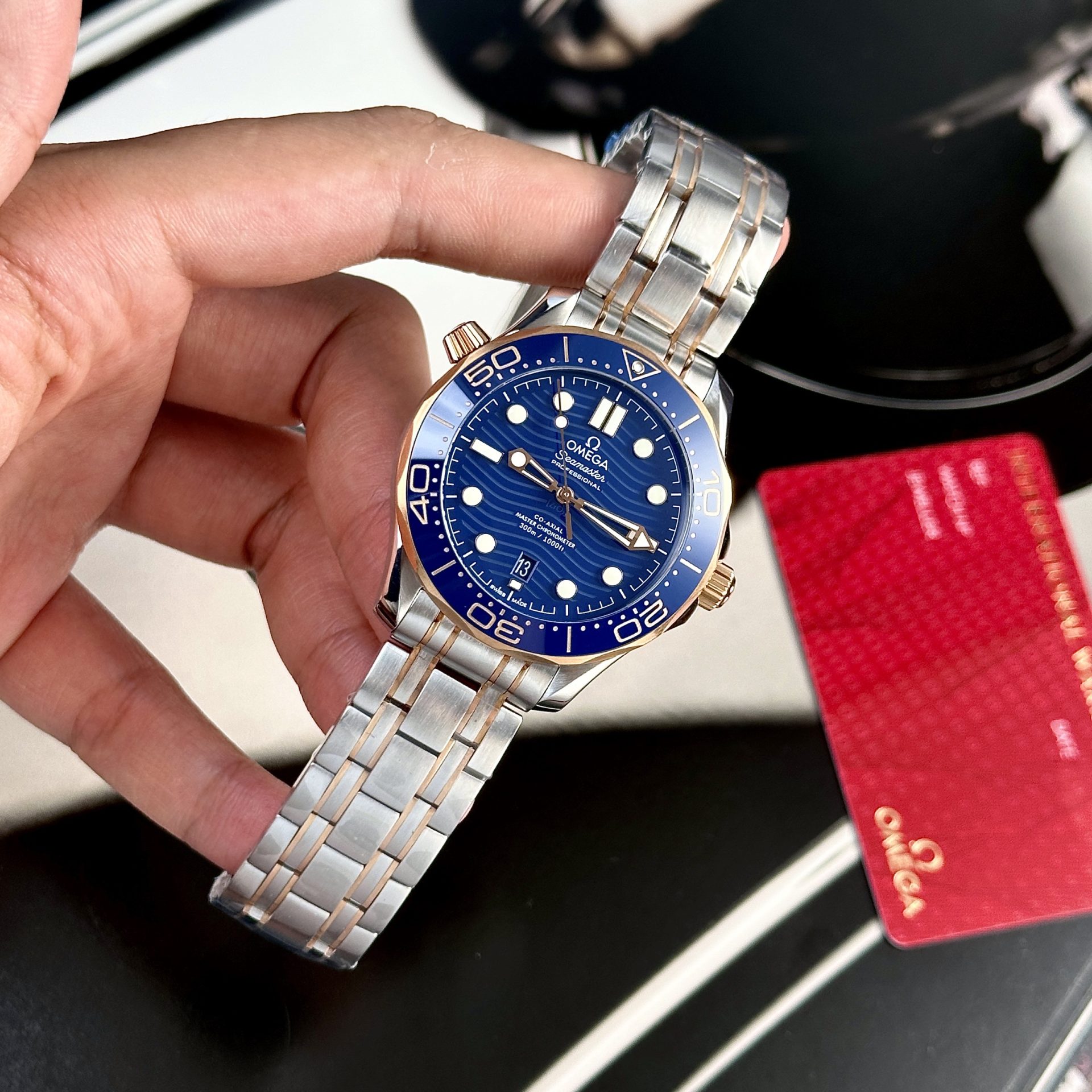 Omega Replica Watch Seamaster Demi Rose Gold Dial Blue VS Factory 42mm - Soul Replicas