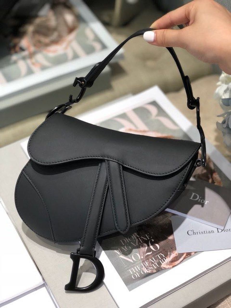 Christian Dior Mini Saddle Bag Black Ultramatte For Women 19.5cm/7.6in CD - Soul Replicas