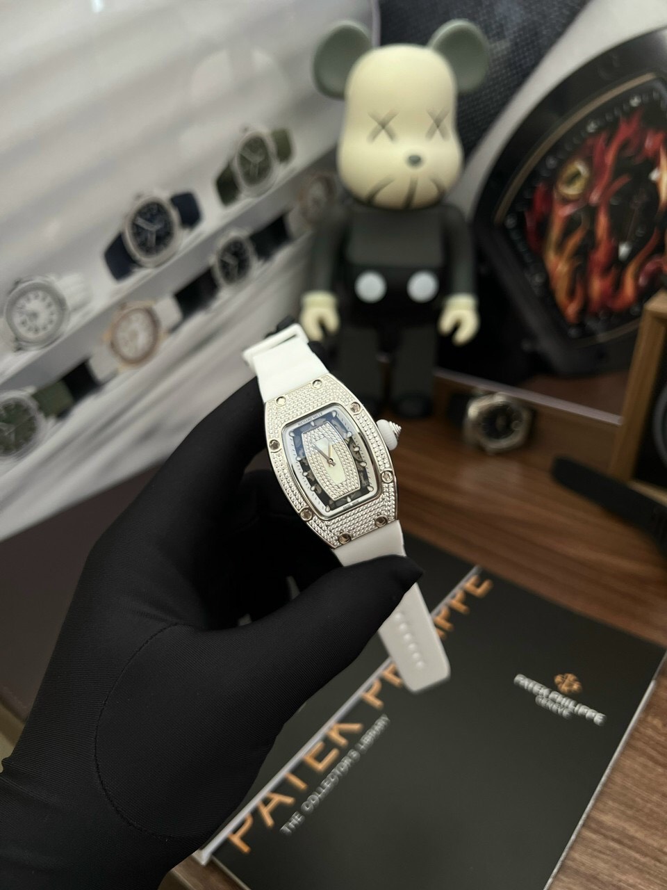 Richard Mille Fake Watches RM007 Mother Of Pearl Dial Rubber Strap 36mm - Soul Replicas