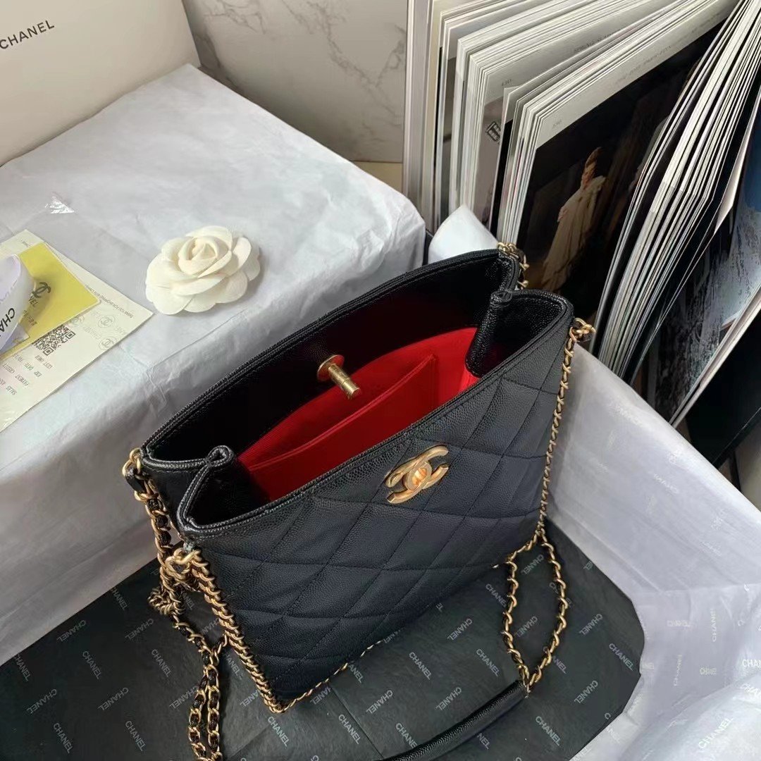 ChanelSmall Shopping Bag Black For Women. Women-s Bags 9in/23cm AS3470 B08850 94305 - Soul Replicas