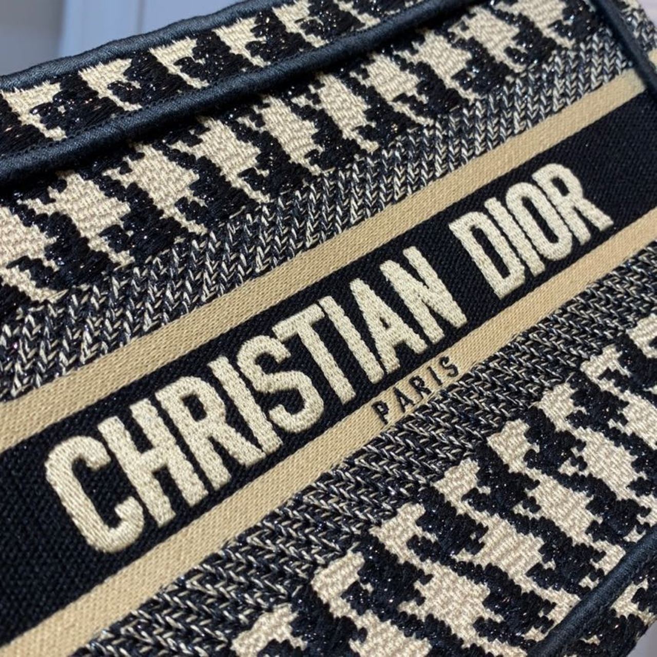 Christian Dior Mini Book Tote Bag Herringbone Embroidered Canvas For Women 22cm/9in CD - Soul Replicas