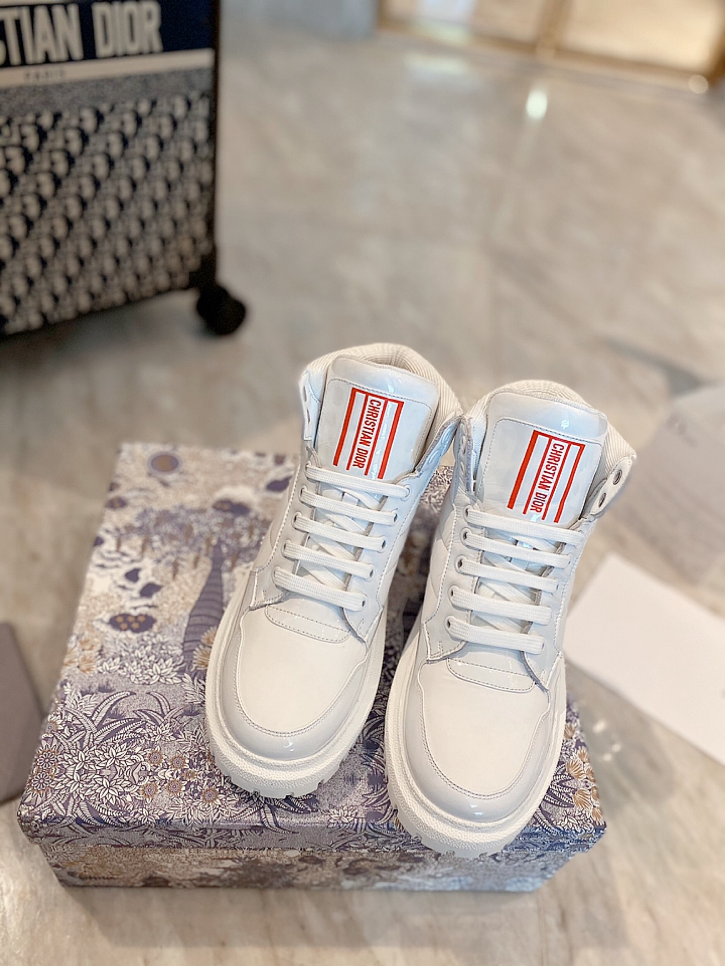 Christian Dior D-Player Patent-Trim White/Red For Women CD - Soul Replicas