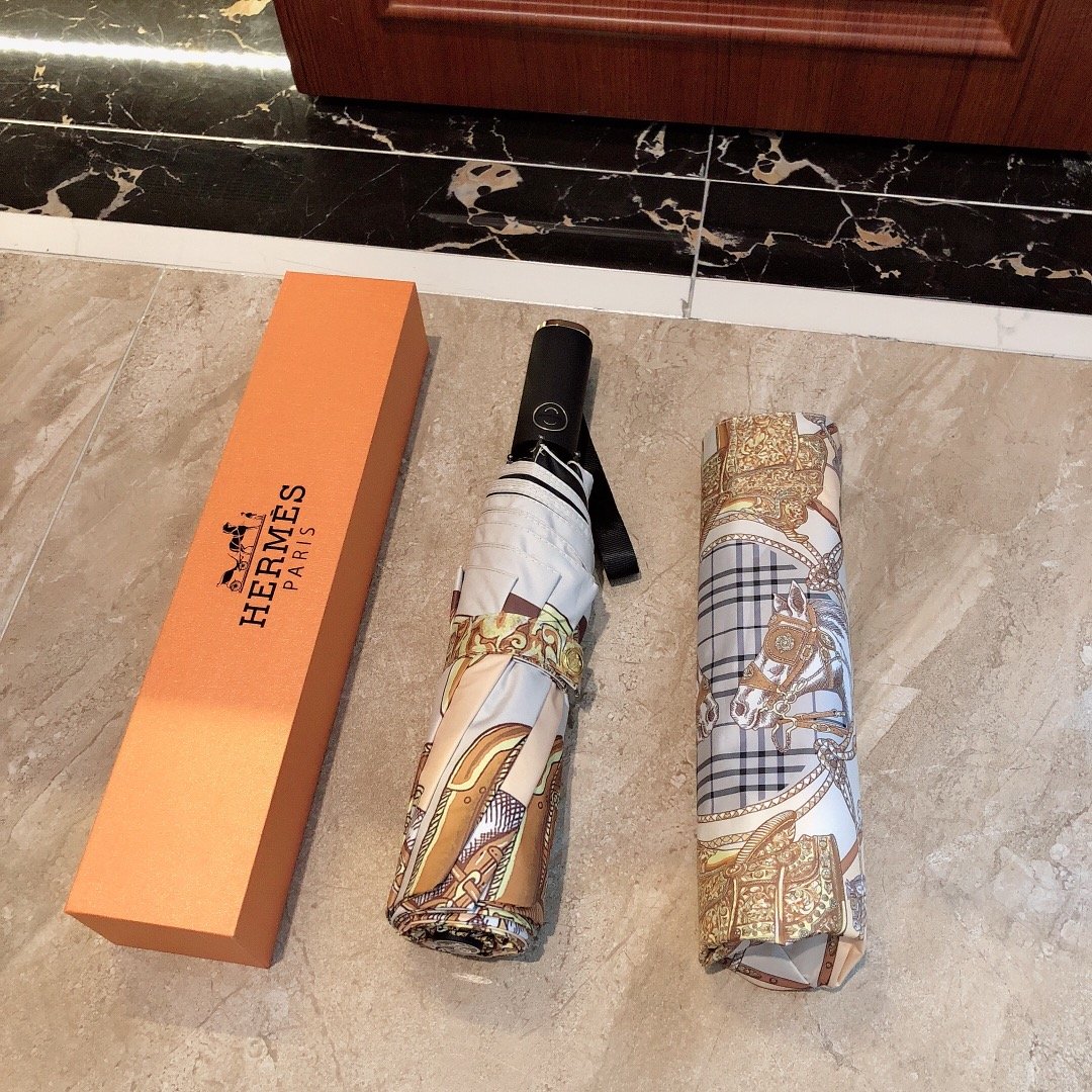 Hermes Pluie De H Folding Umbrella Beige - Soul Replicas