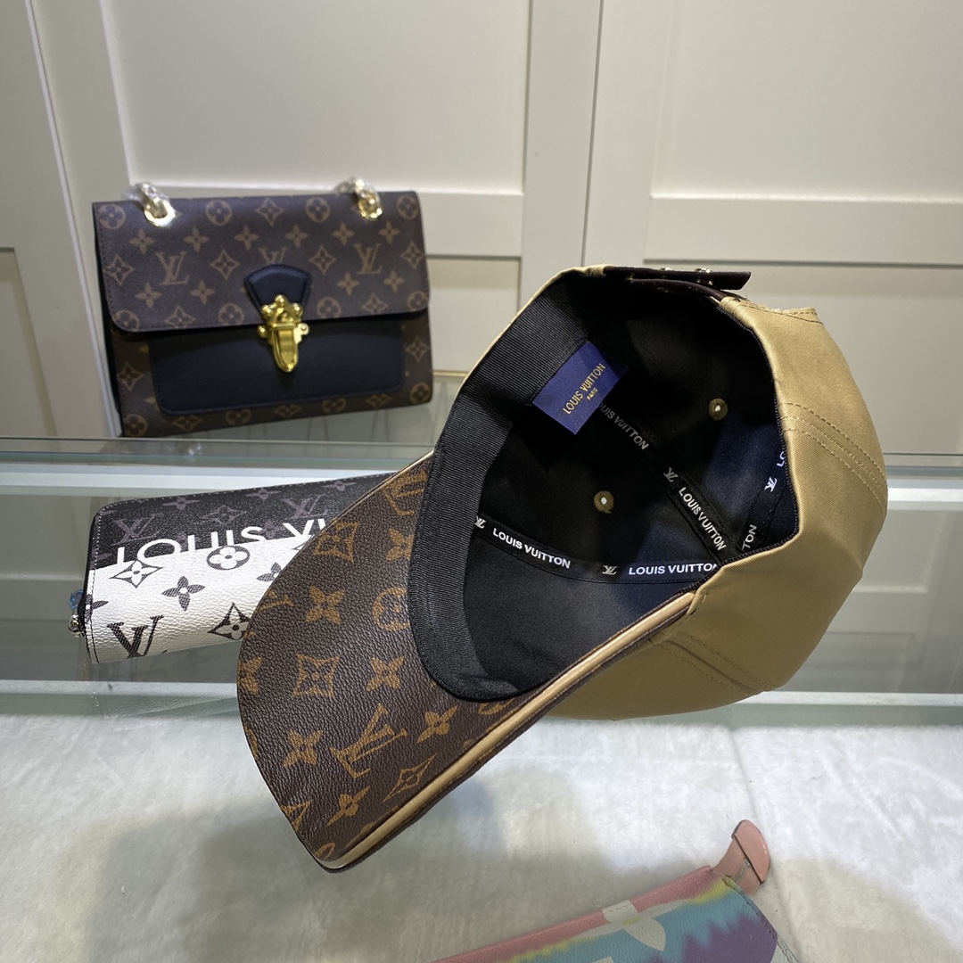 Louis Vuitton Embroidered Logo Baseball Cap Gold/Brown LV Cap - Soul Replicas