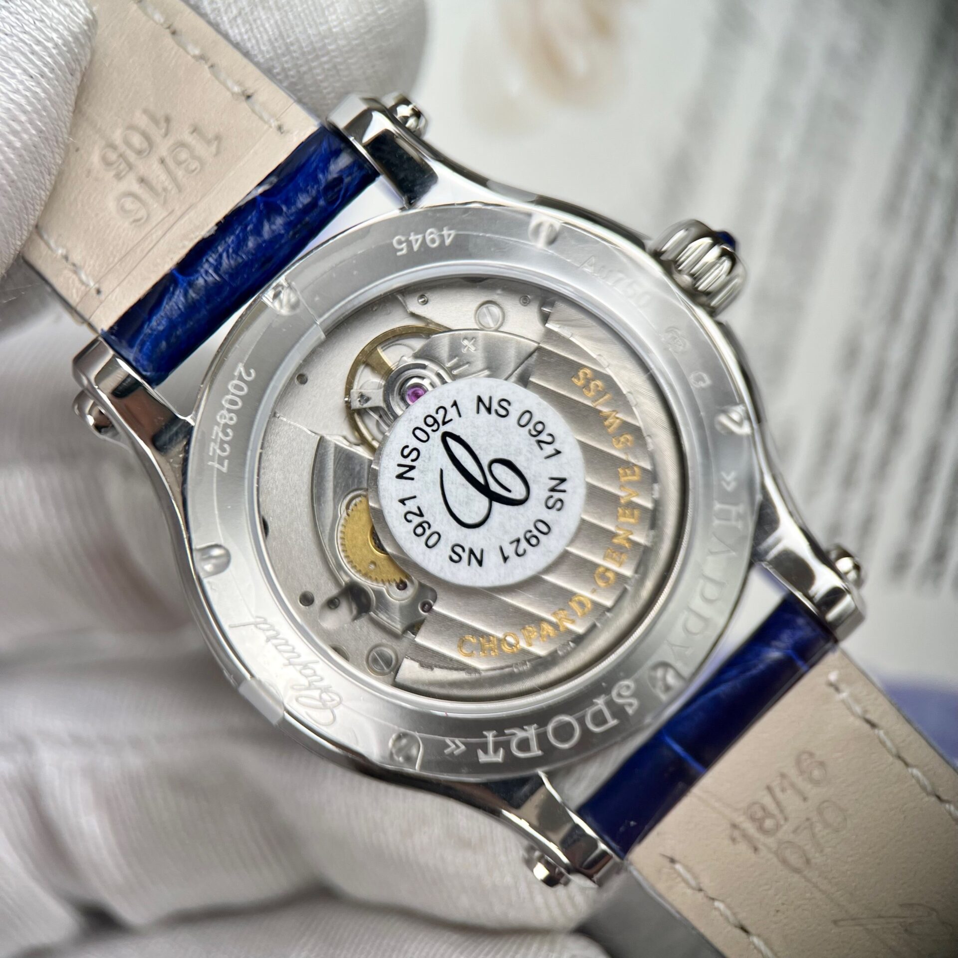 Chopard Happy Sport Replica 1:1 Watch Blue Dial Leather Strap 36mm - Soul Replicas