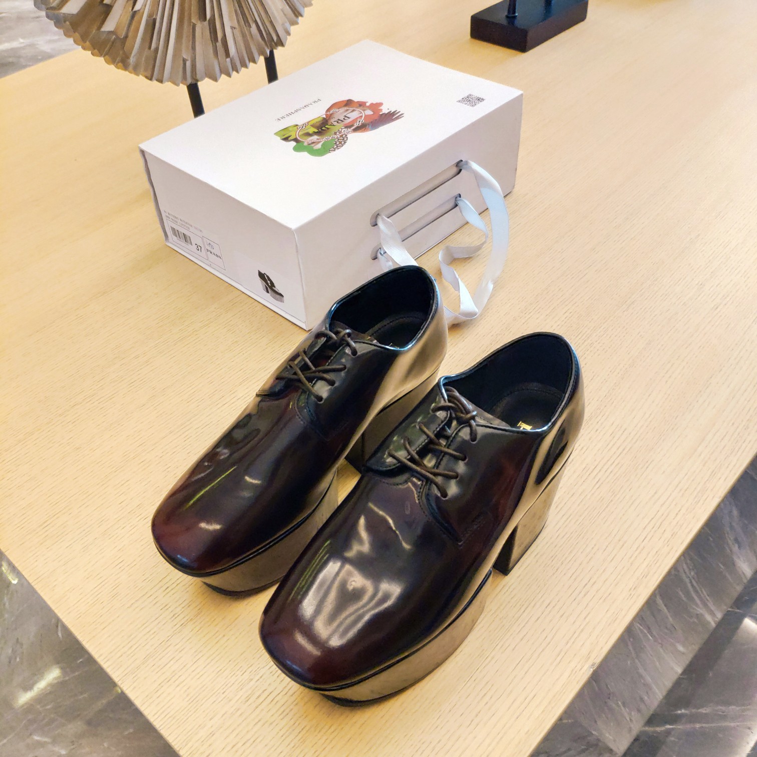 Prada Platform Lace-Ups Shoes Red For Women 2.75in/70mm Prada - Soul Replicas