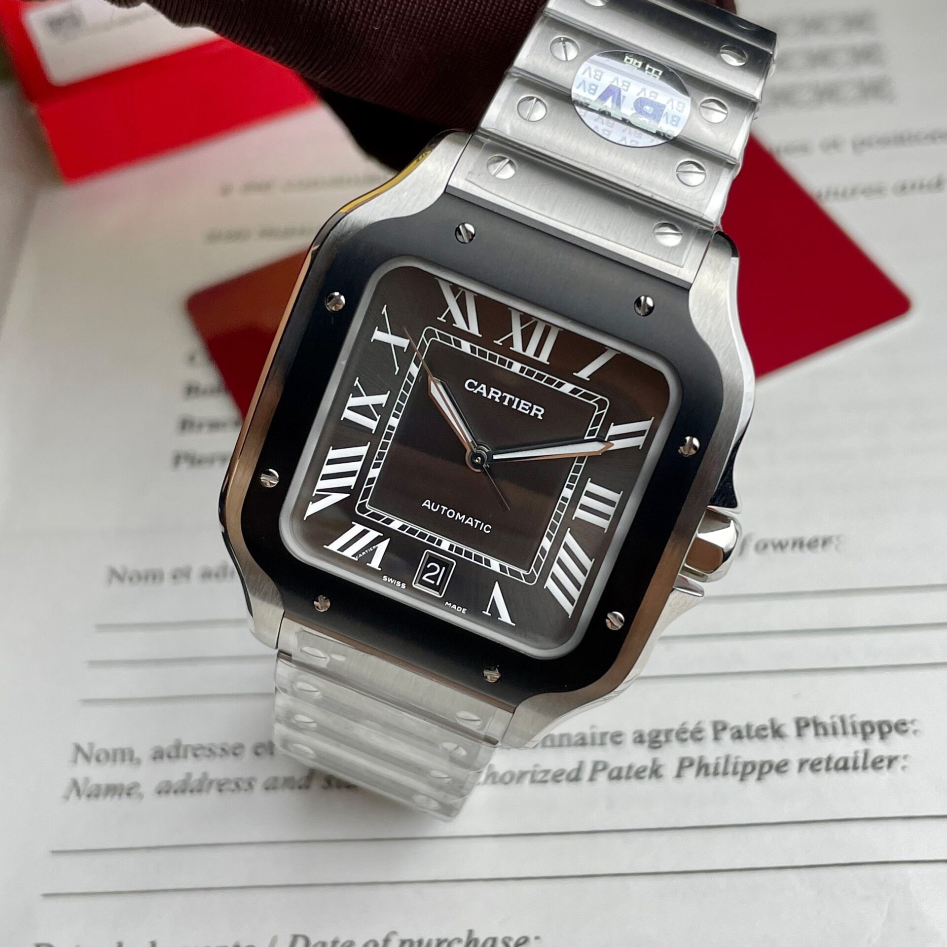 Cartier Santos WSSA0037 Replica 11 Watch Grey Dial BV Factory 39.8mm - Soul Replicas