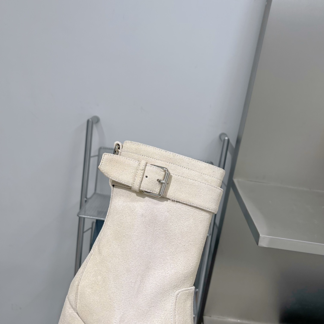 Yves Saint Laurent Women's Cherry Buckle Platform Booties White For Women YSL - Soul Replicas