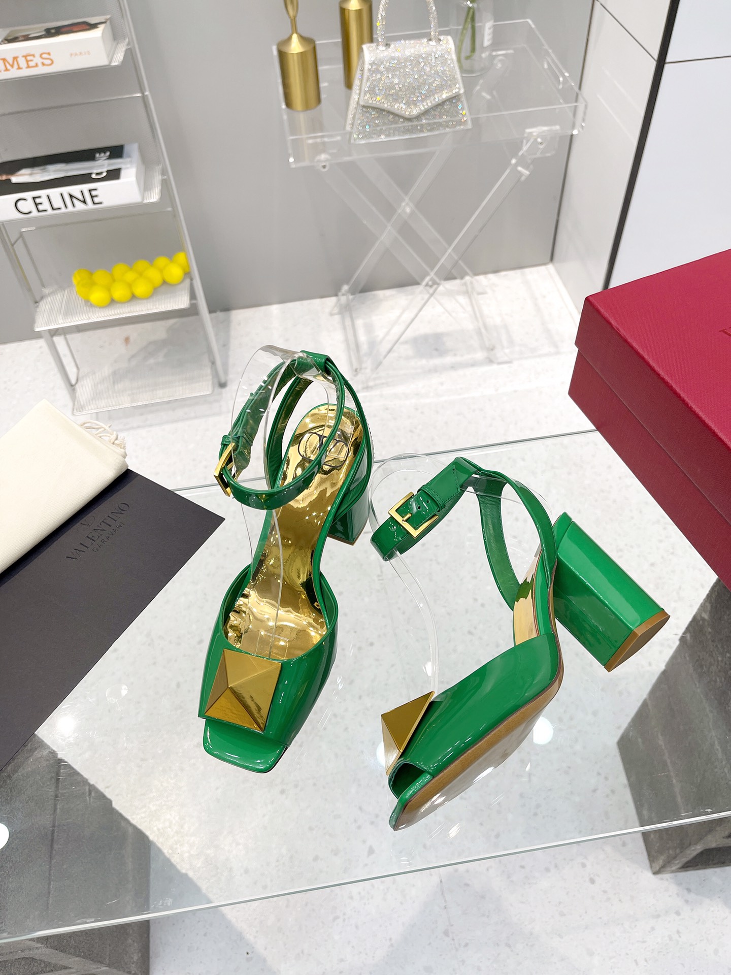 Valentino Garavani One Stud Sandal With Maxi Stud Embellishment Green For Women XW0S0EI6CYII16 - Soul Replicas