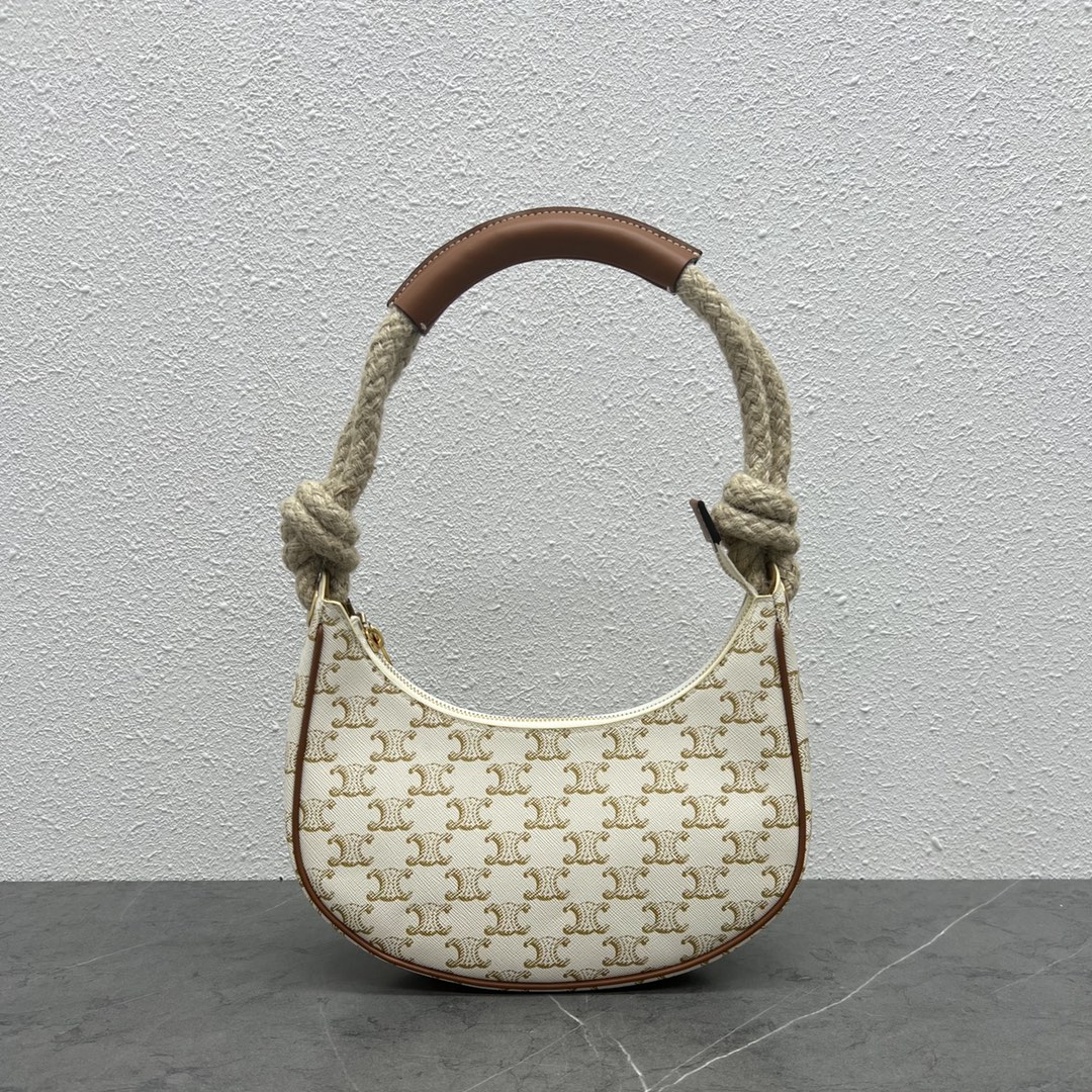 Celine Medium Ava Chain In Triomphe Canvas White For Women 10in/25cm - Soul Replicas