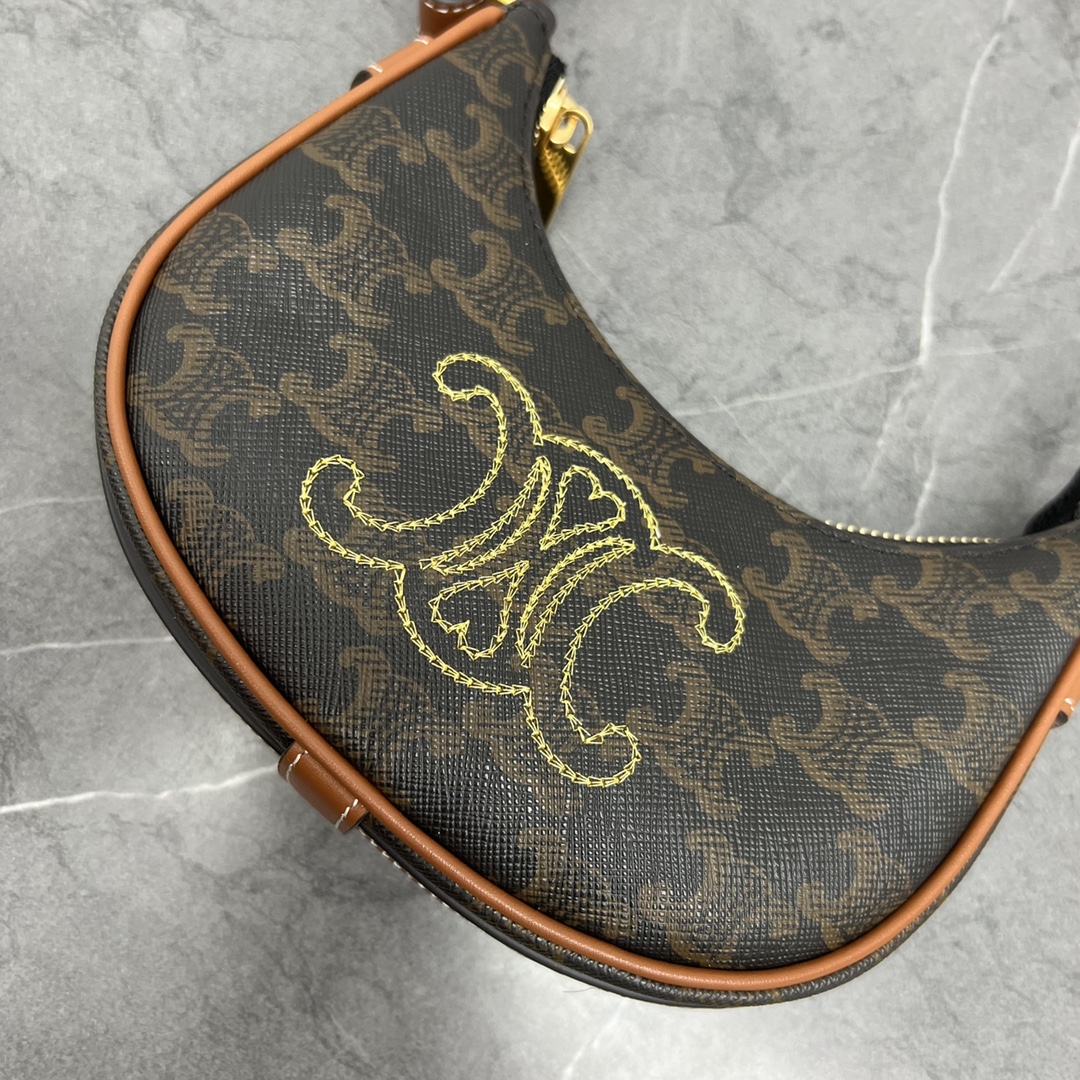 Celine Triope Heart Embroidered Mini Abba - Triope Canvas Brown For Women 6.4in/16cm 10I602EB1.04LU - Soul Replicas