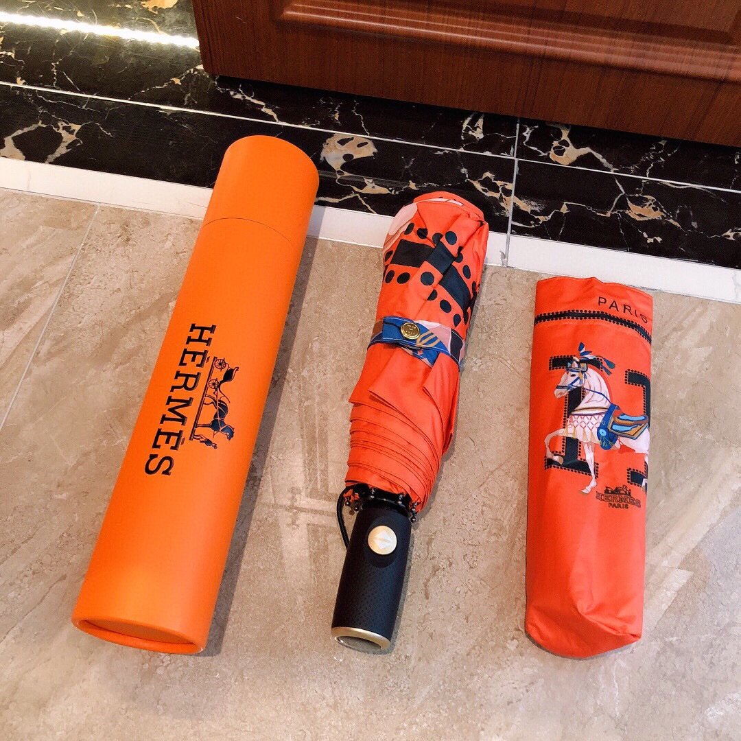 Hermes Pluie De H Folding Umbrella Orange - Soul Replicas