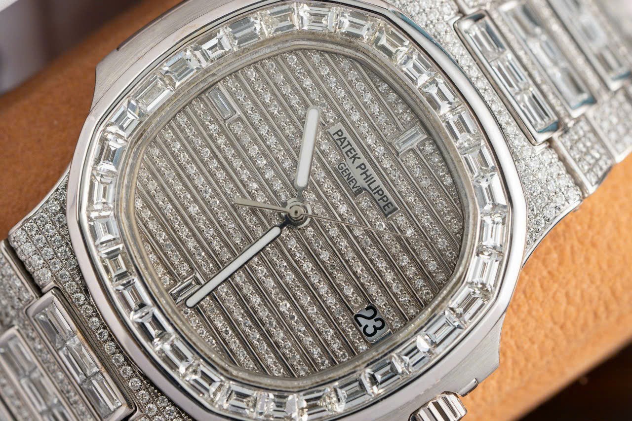Patek Philippe Clone Watch Nautilus 5719 Full Diamonds Baguette 40mm - Soul Replicas