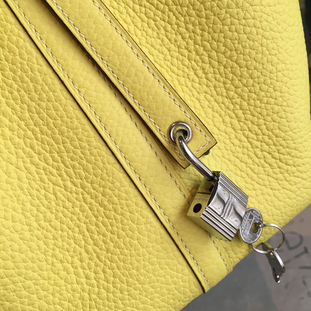 Hermes Picotin Lock 18 Light Yellow Clemence Palladium Hardware For Women 7.5in/19cm - Soul Replicas