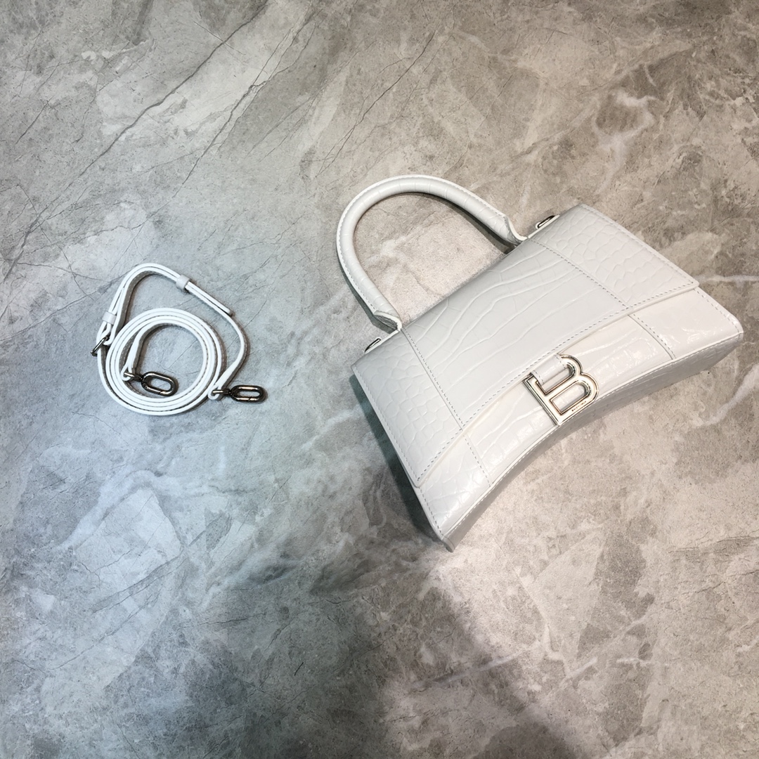 Balenciaga Hourglass Small Handbag In White. For Women. Women-s Bags 9in/23cm 5935461LR6Y9016 - Soul Replicas