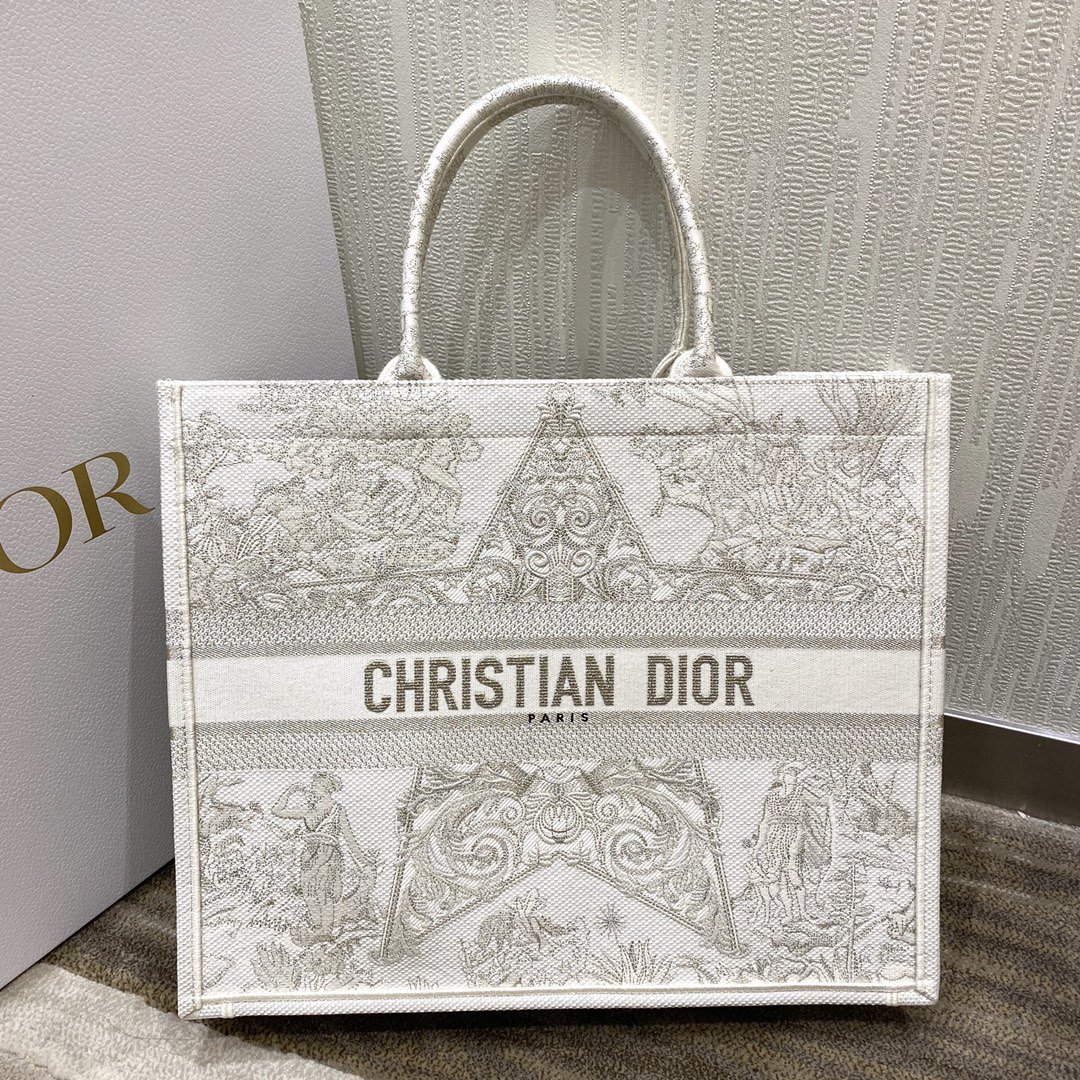 Christian Dior Large Dior Book Tote Gold-Tone Dior Around The World Stella Embroidery. For Women Women's Handbags. 42cm CD M1286ZTQL_M01E - Soul Replicas