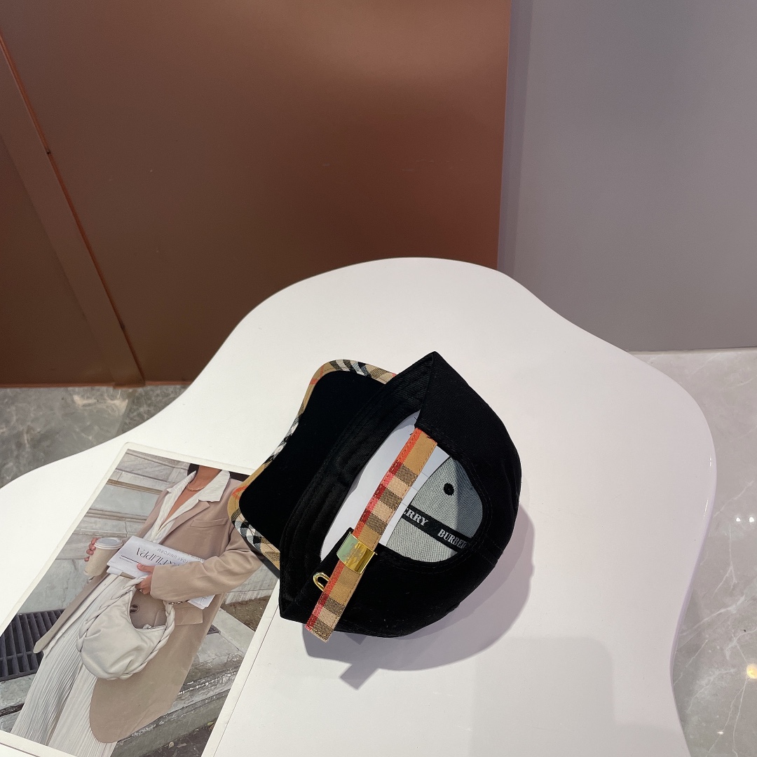 Burberry Monogram Motif Icon Stripe Cotton Baseball Cap Black - Soul Replicas