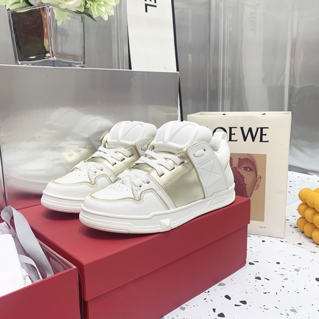 Valentino Garavani Open Skate Sneakers With Patent Band Gold For Women WS0FB1DXI - Soul Replicas