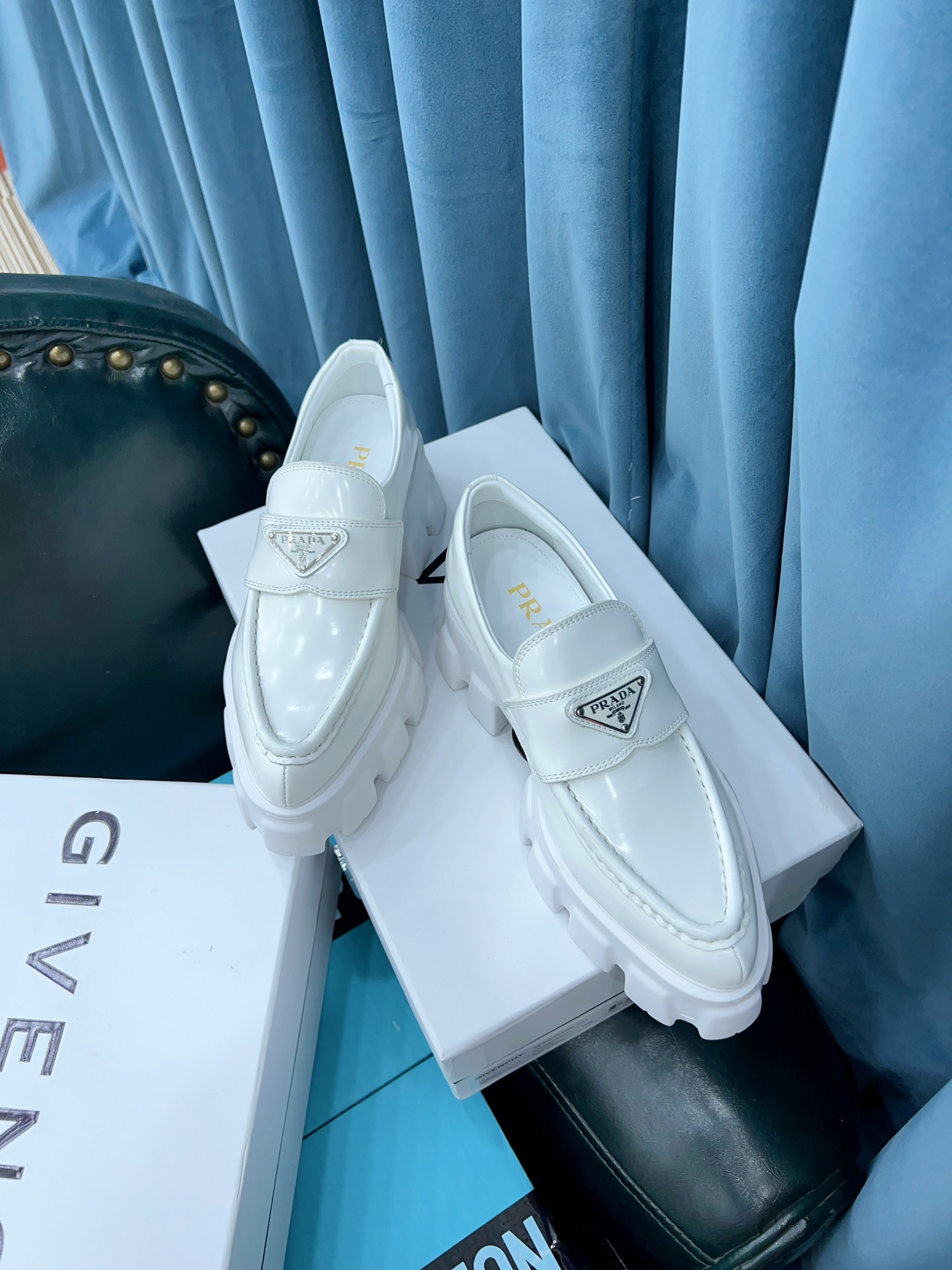 Prada Monolith Brushed Loafers White For Women 2.4in/60mm Prada - Soul Replicas