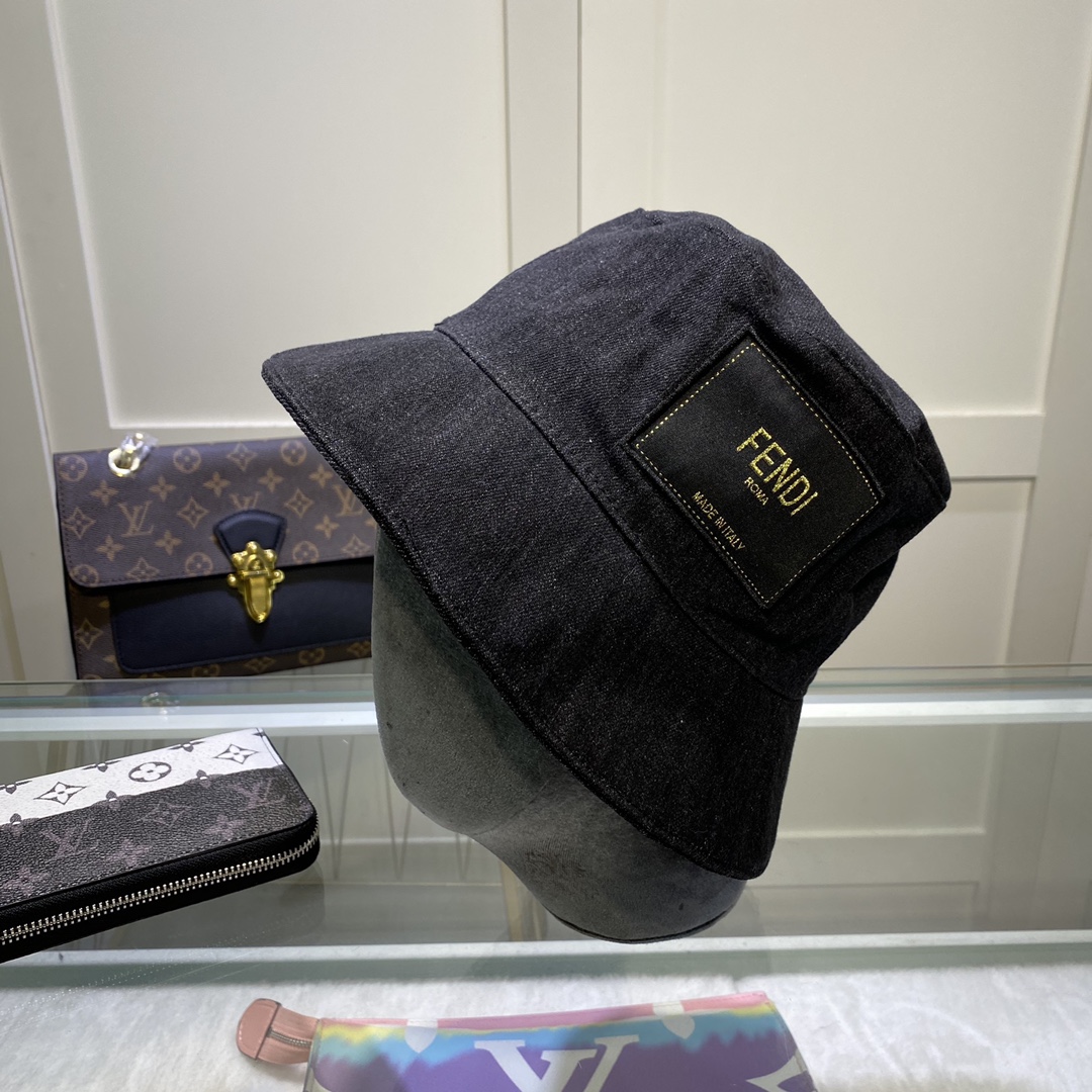 Fendi Denim Bucket Hat Black Fendi Hat - Soul Replicas