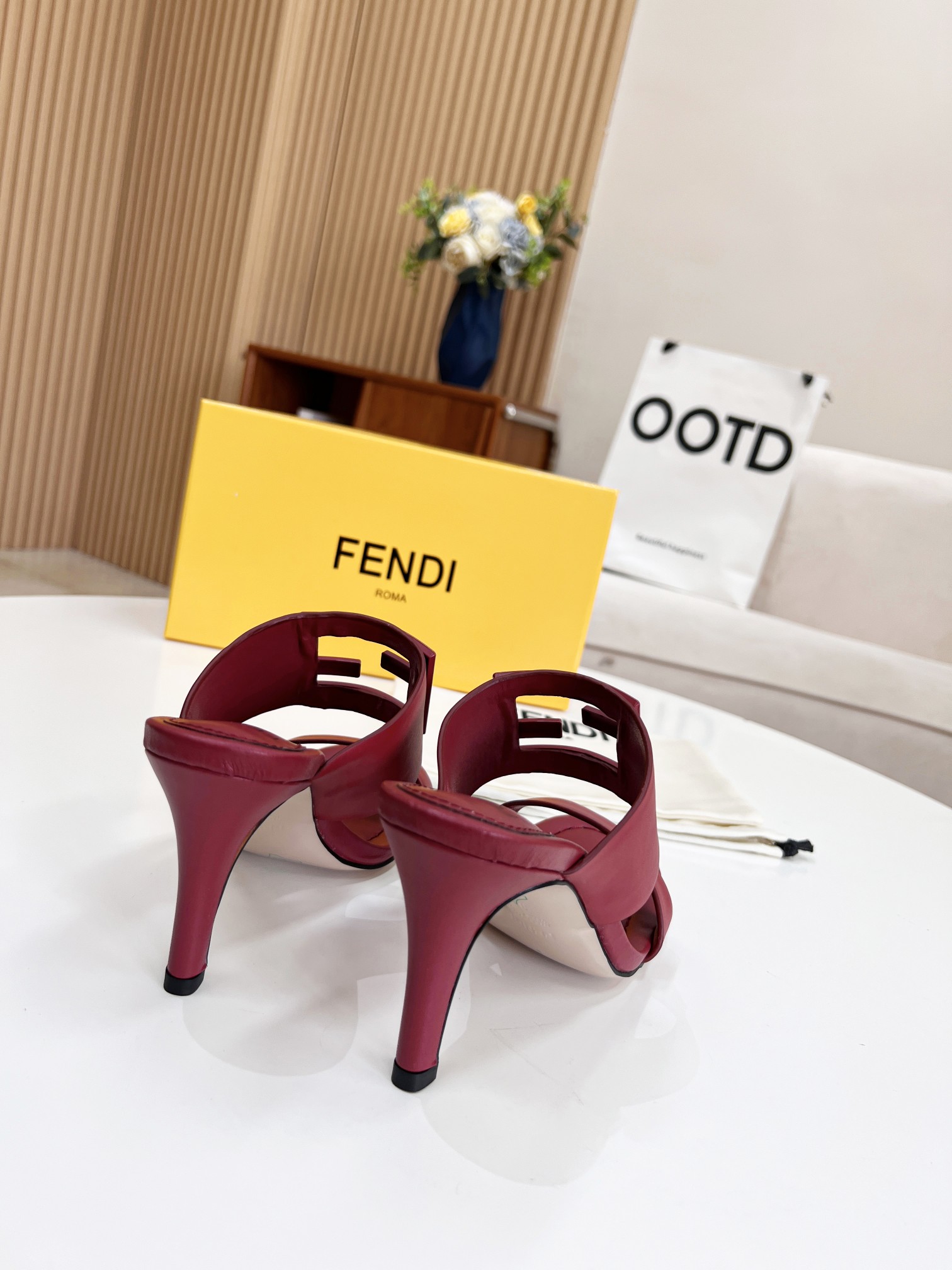 Fendi Baguette Dark Pink Heels For Women  - Soul Replicas