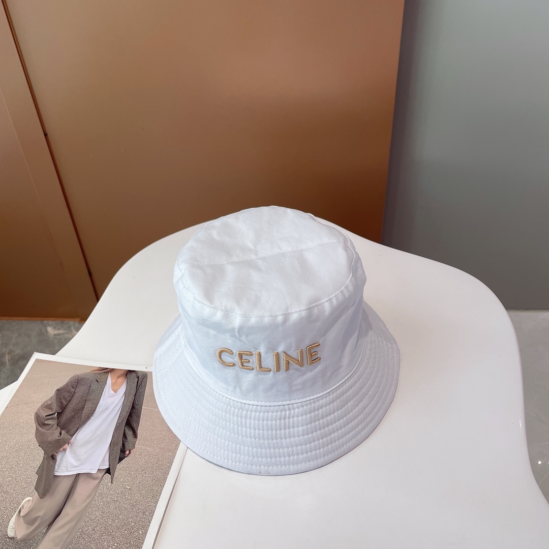 Celine Bucket Hat White Celine Hat - Soul Replicas