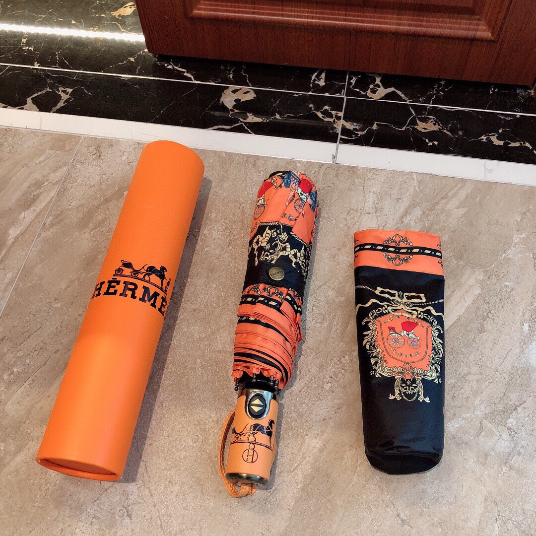 Hermes Pluie De H Folding Umbrella Black - Soul Replicas