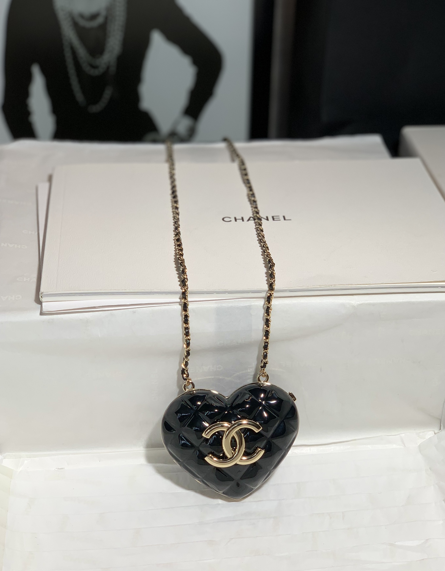 ChanelLong Necklace Bag Black For Women. Women-s Bags 3in/7.6cm - Soul Replicas