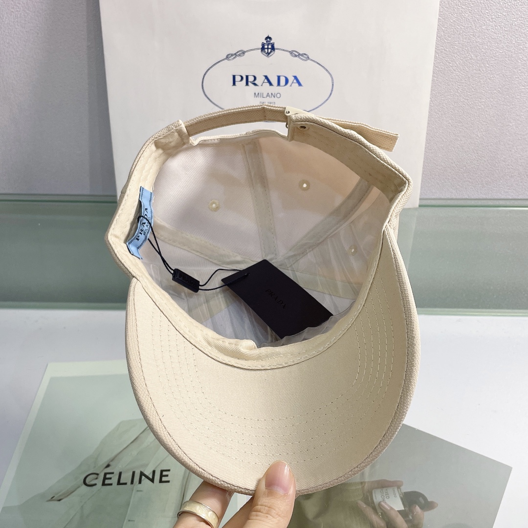 Prada Drill Baseball Cap Beige Prada Cap - Soul Replicas