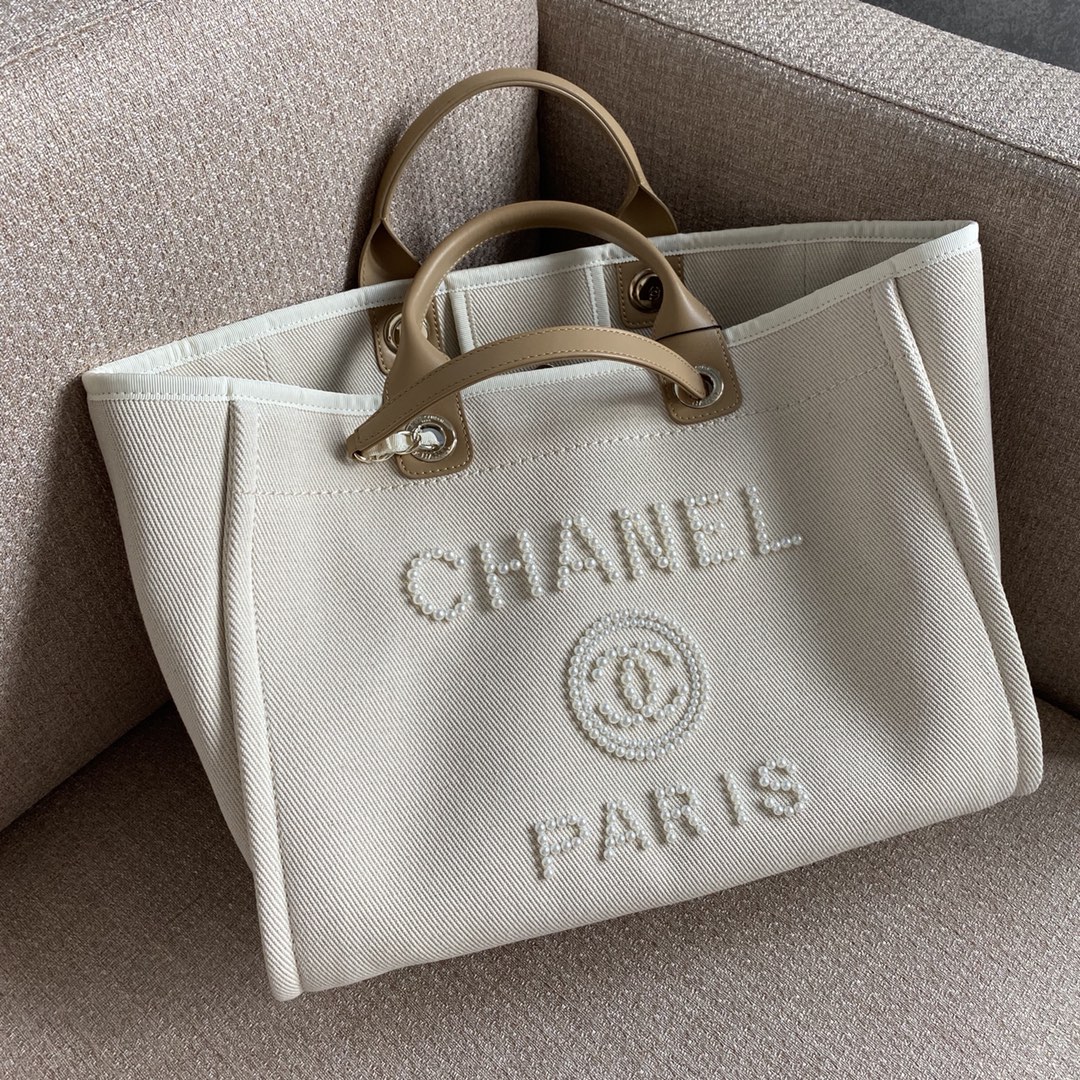 Chanel Deauville Tote Tweed Bag Summer Collection White For Women 15.7in/40cm - Soul Replicas