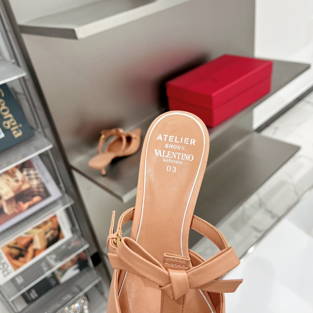 Valentino Garavani Ribbon Ankle Strap Heel Sandals Beige For Women WW2S0CI3 - Soul Replicas