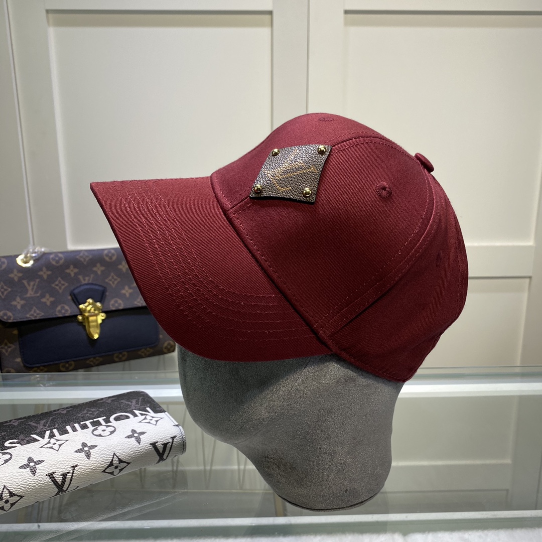 Louis Vuitton Embroidered Logo Baseball Cap Burgundy LV Cap - Soul Replicas