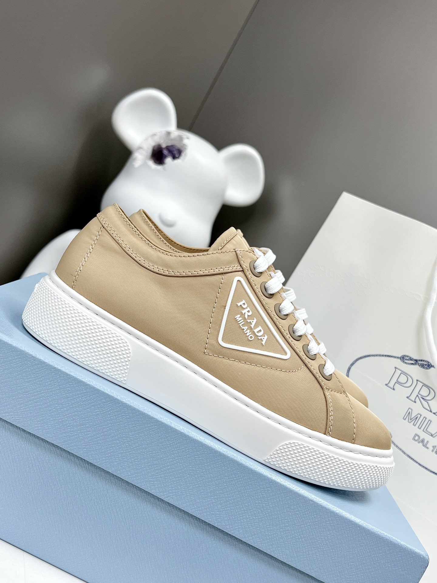 Prada Macro Re-Nylon And Brushed Sneakers Brown For Women 1.2in/30mm Prada - Soul Replicas