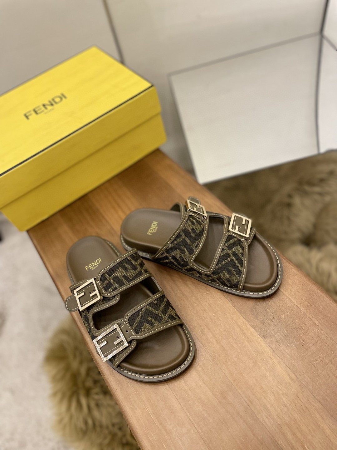 Fendi Feel Slides Brown For Women - Soul Replicas