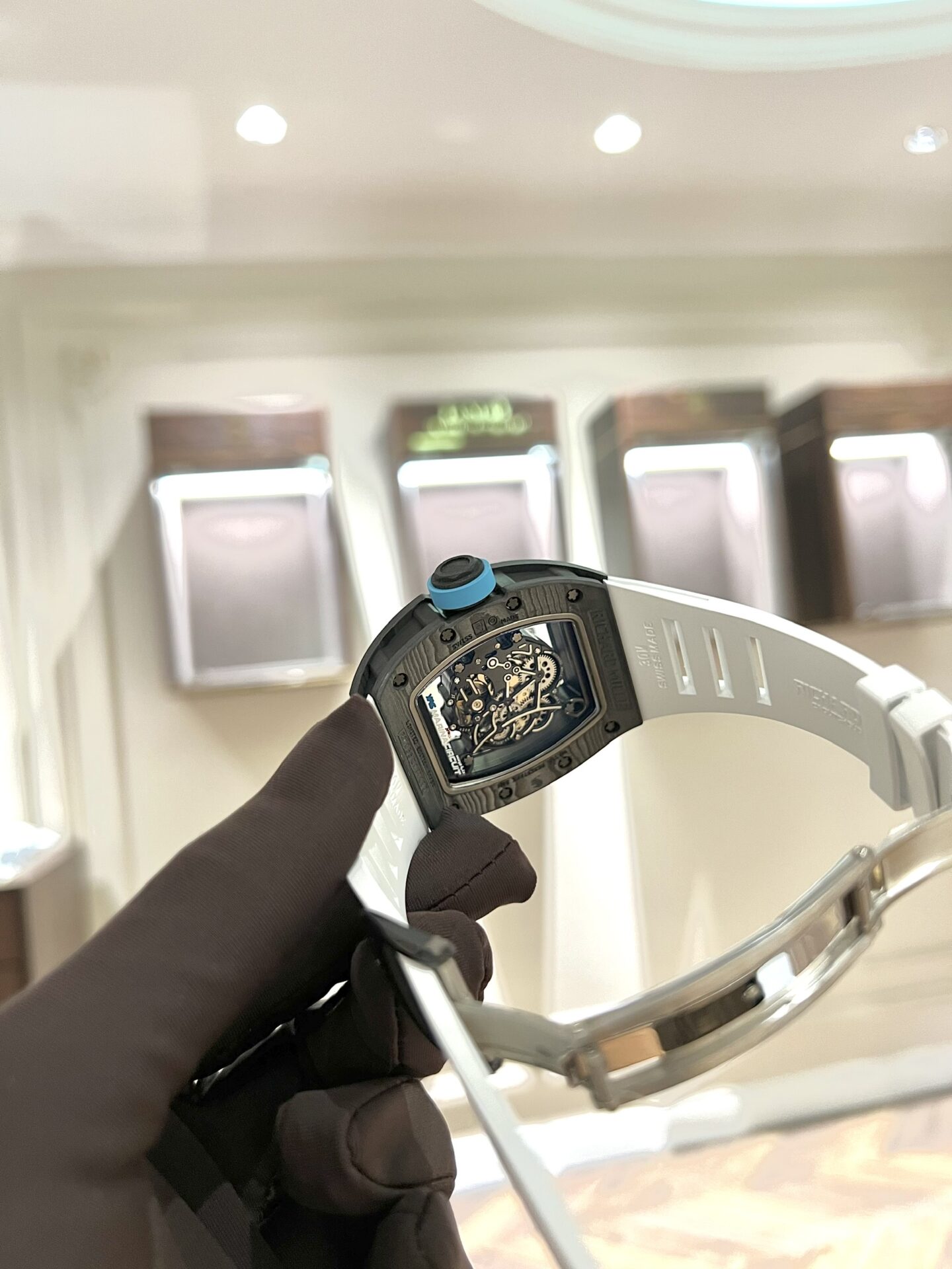 Richard Mille Replica Watch RM055 Carbon White Rubber Strap 45mm - Soul Replicas