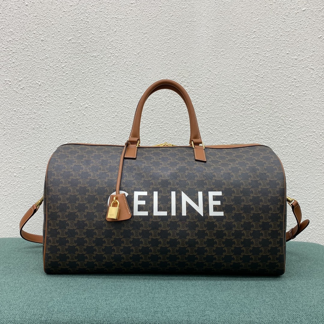 Celine Large Voyage Bag In Triomphe Canvas With Celine Print Tan For Women 20in/50cm 191472BZK.04LU - Soul Replicas