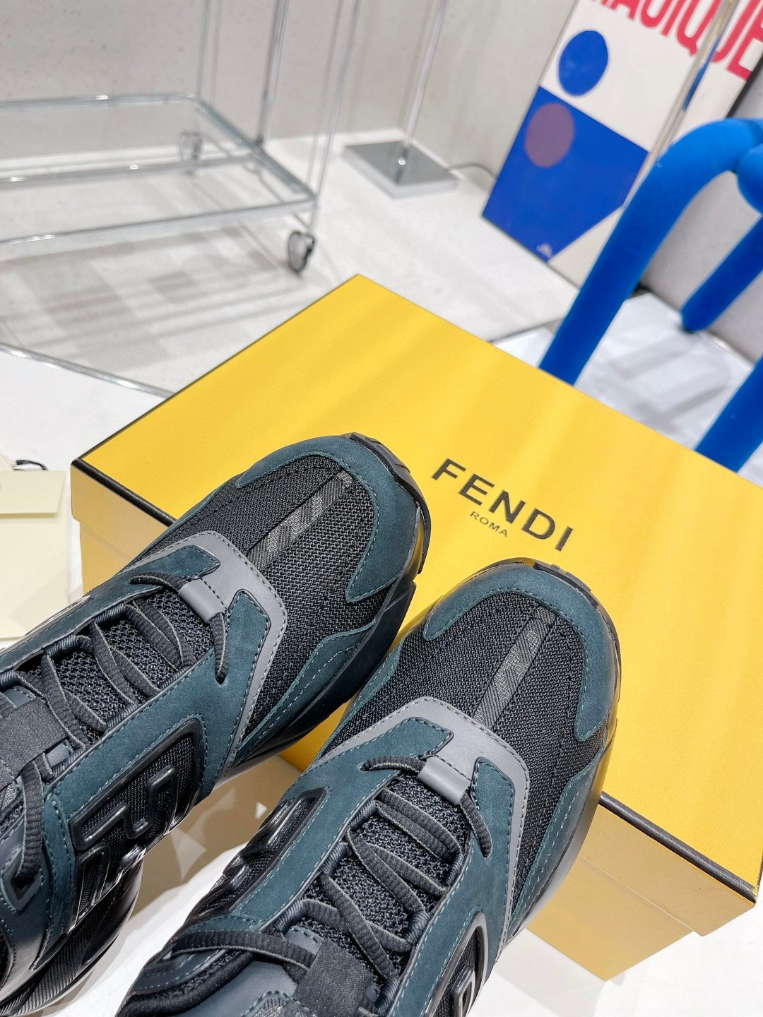 Fendi Nubuck Faster Dark Blue For Women - Soul Replicas