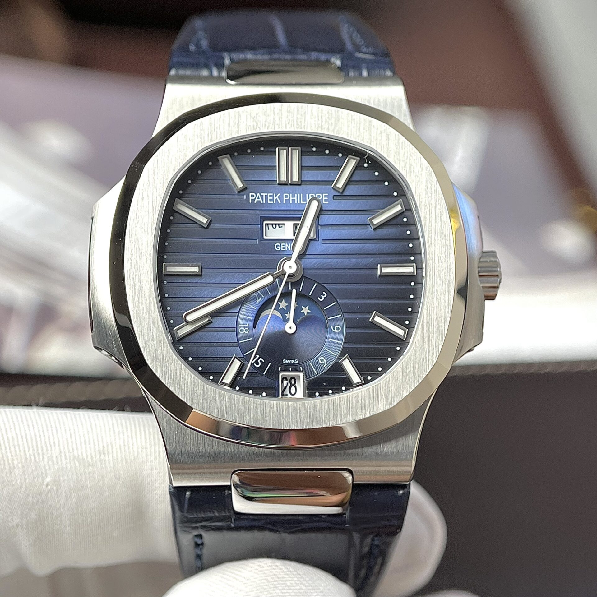 Patek Philippe Best Replica Watch Nautilus 5726G Blue Leather Strap PPF 40.5mm - Soul Replicas