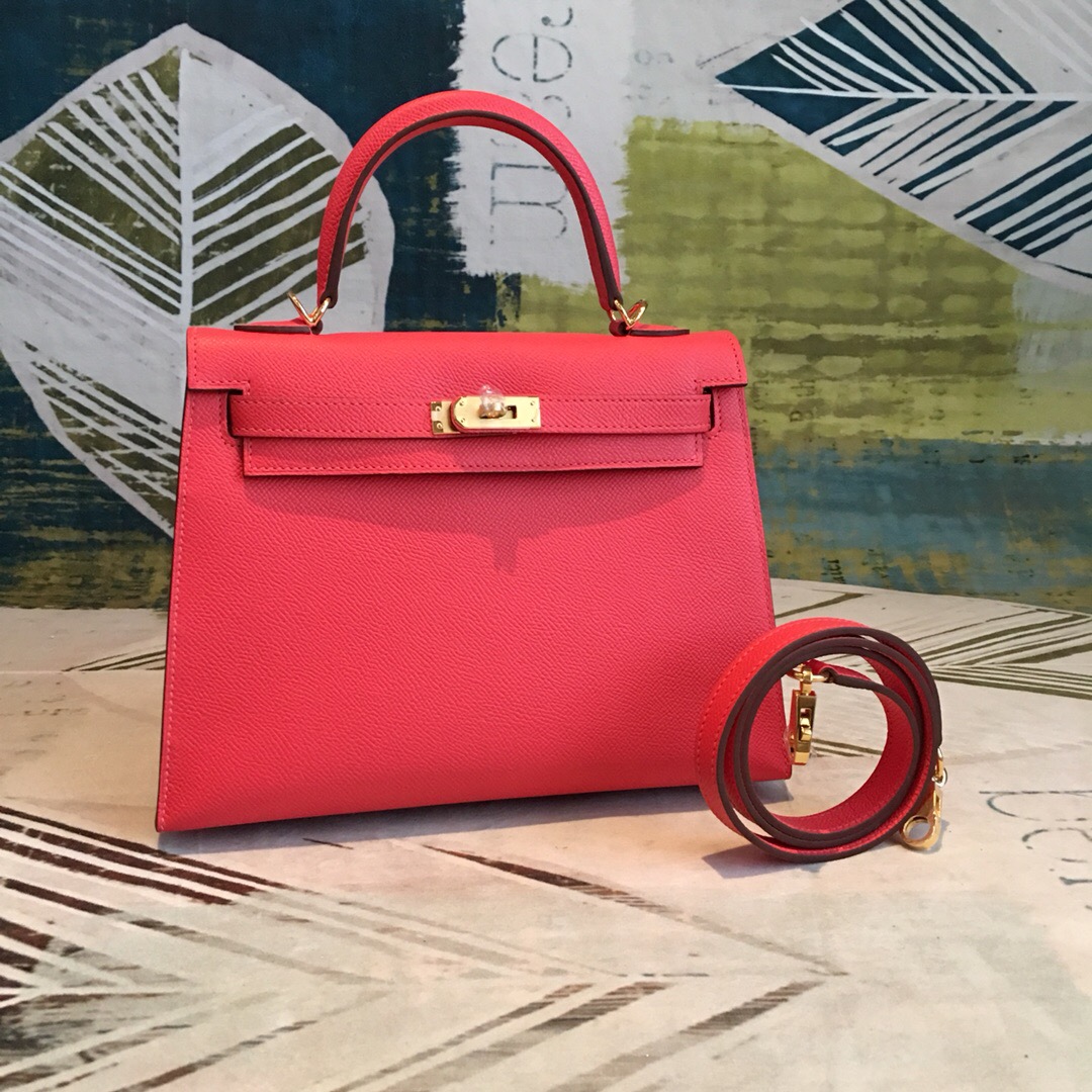 Hermes Kelly Red For Women Gold Toned Hardware 10in/25cm - Soul Replicas