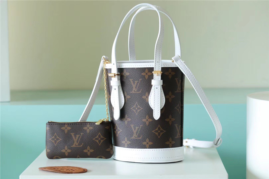 Louis Vuitton Nano Bucket Bag Monogram For Women Brown 6.7in/17cm LV M81489 - Soul Replicas