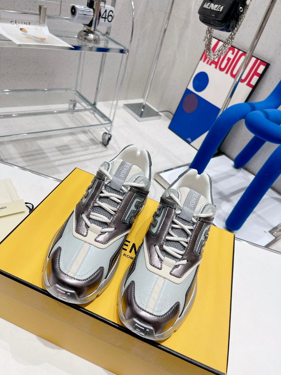 Fendi Nubuck Faster Grey Blue For Women - Soul Replicas