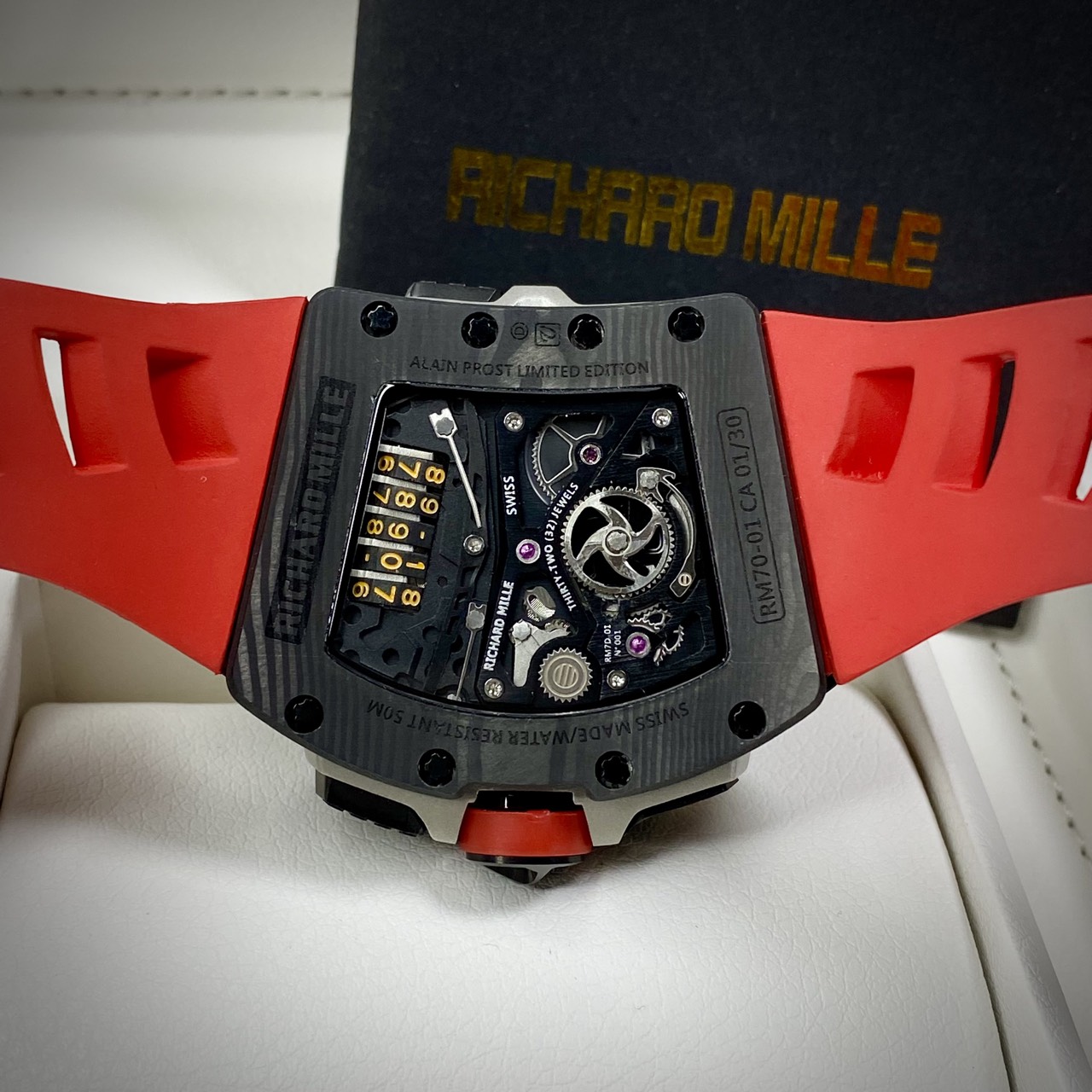 Richard Mille Fake Watch RM70-01 Carbon Red Rubber Strap 45mm - Soul Replicas