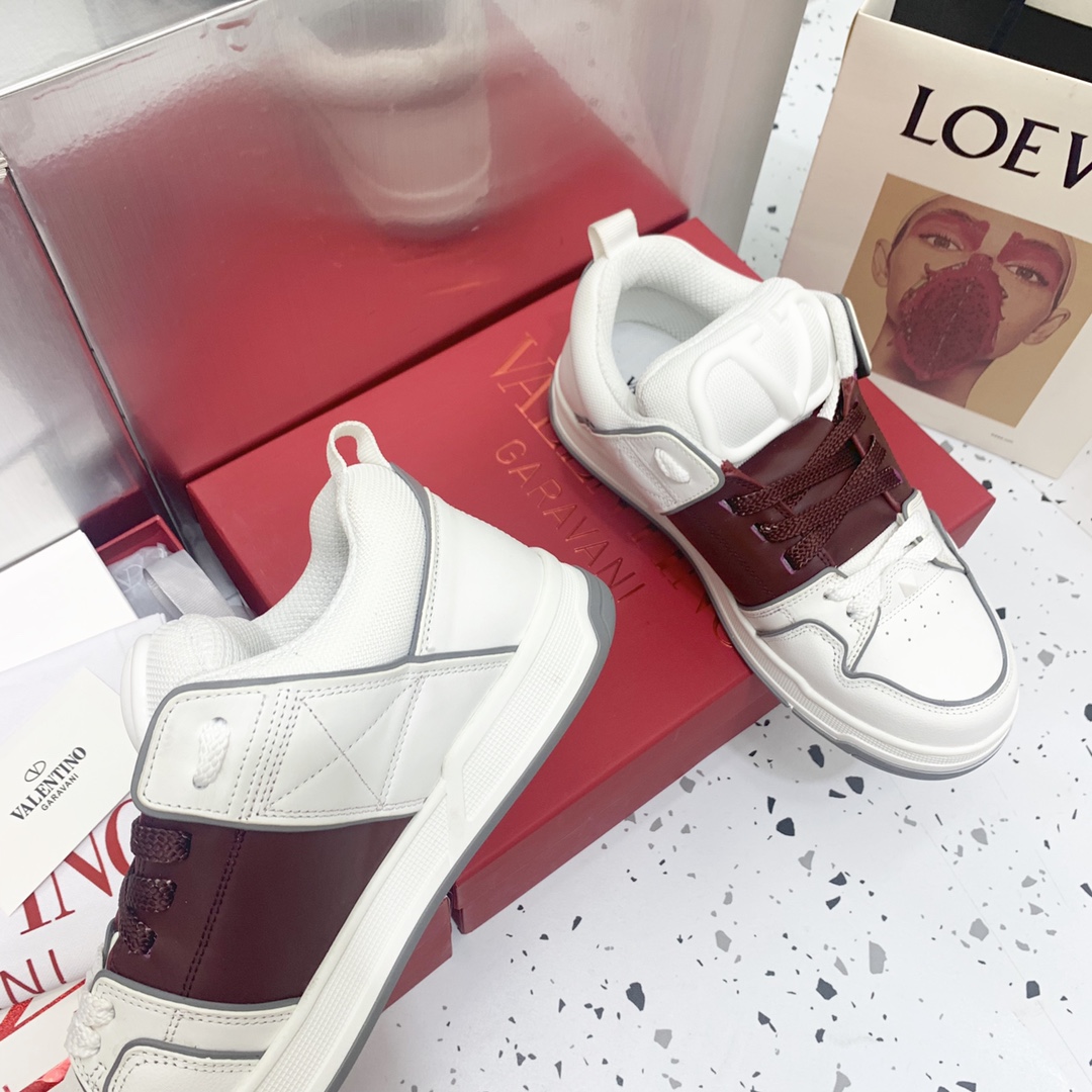 Valentino Garavani Open Skate Sneakers With Patent Band Brown For Women WS0FB1DXI - Soul Replicas