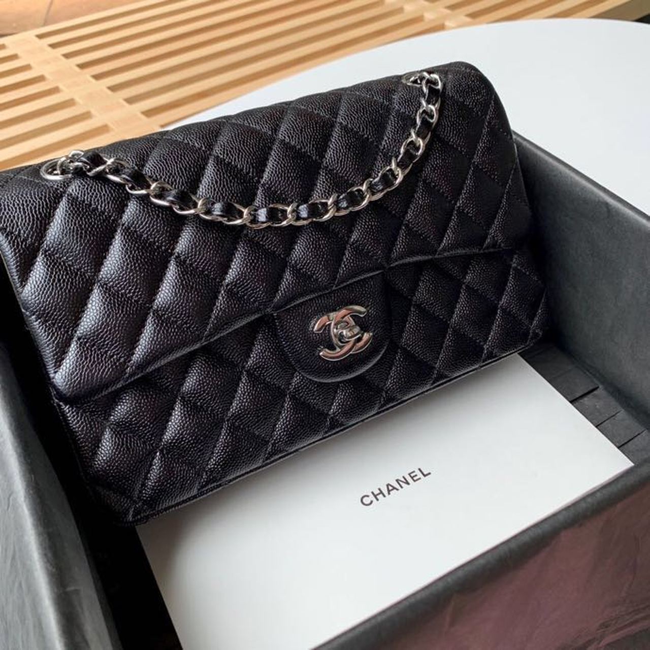 Chanel Classic Handbag Silver Hardware Black For Women. Women-s Bags. Shoulder And Crossbody Bags 10.2in/26cm A01112 - Soul Replicas