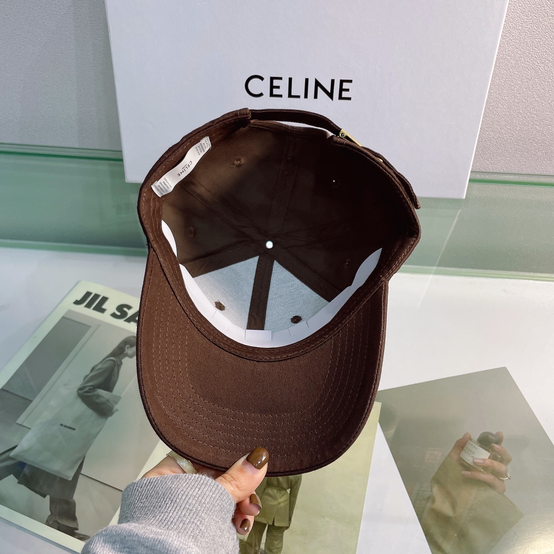 Celine Baseball Cap In Cotton Dark Brown - Soul Replicas